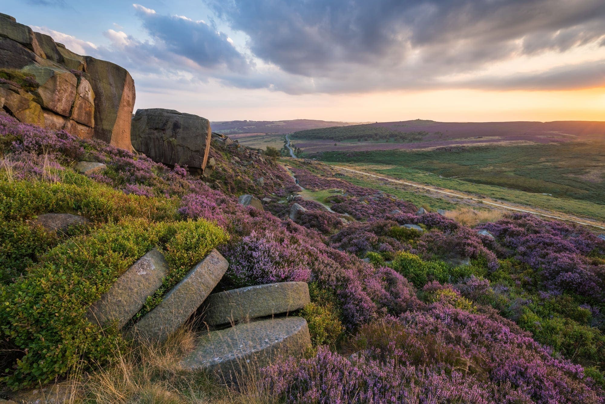 Burbage Rocks Millstones Sunset - Peak District Photography