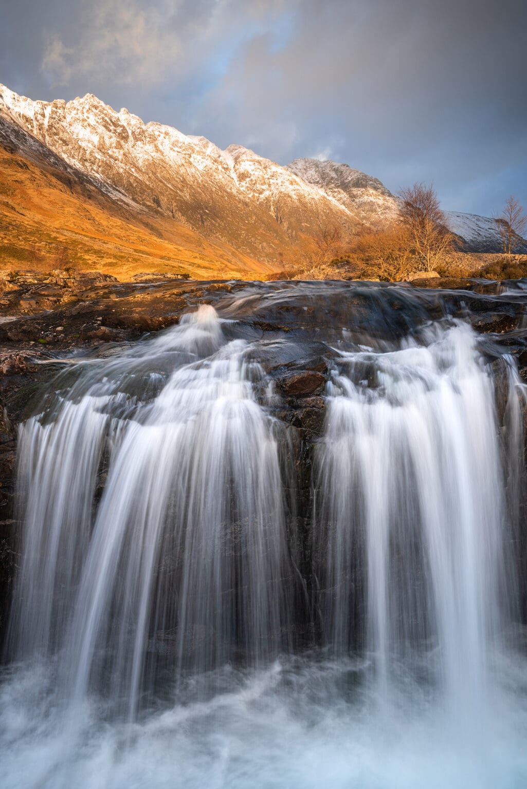 Clachaig Falls Sunset – Aonach Eagach Ridge – Glencoe – Scotland