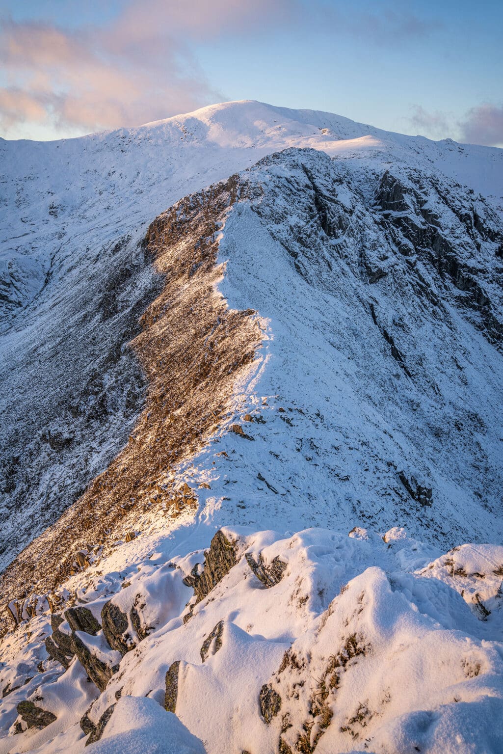 Pen Yr Heigl Du Winter Sunset looking to Carnedd Llewellyn - Snowdonia Landscape Photography