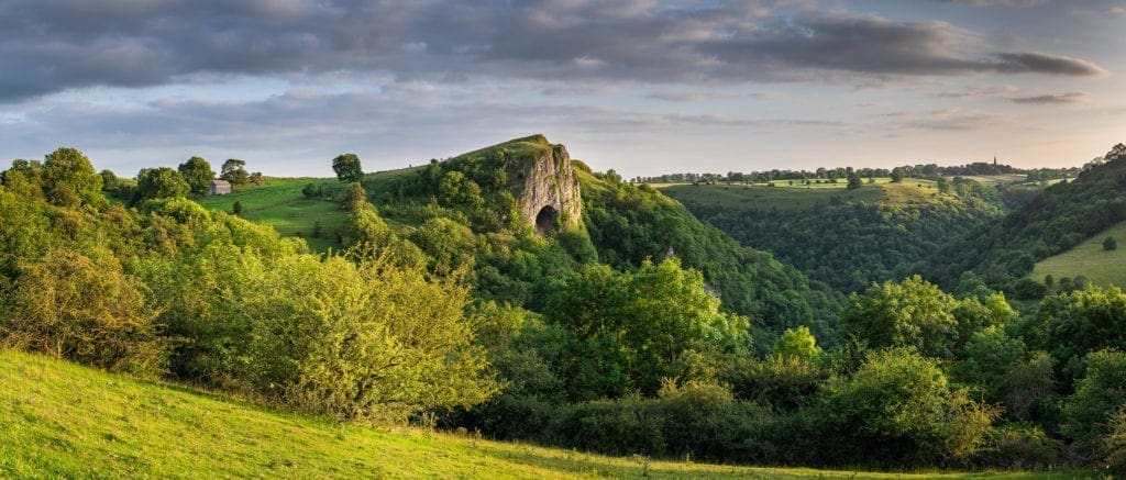 Thors Cave Sunset Panoramic – Peak District Photography