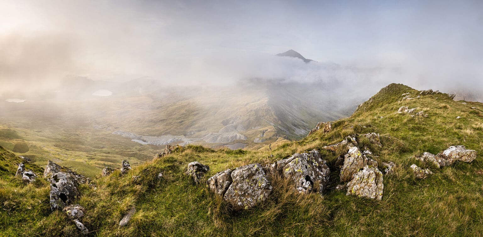 Yr Aran Sunset Looking Towards Snowdon Panoramic - Snowdonia Landscape Photography