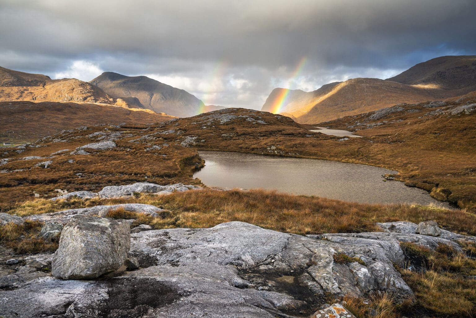 Harris Mountains and Rainbows on the Hushinish Road - Isle of Harris - Scotland Landscape Photography