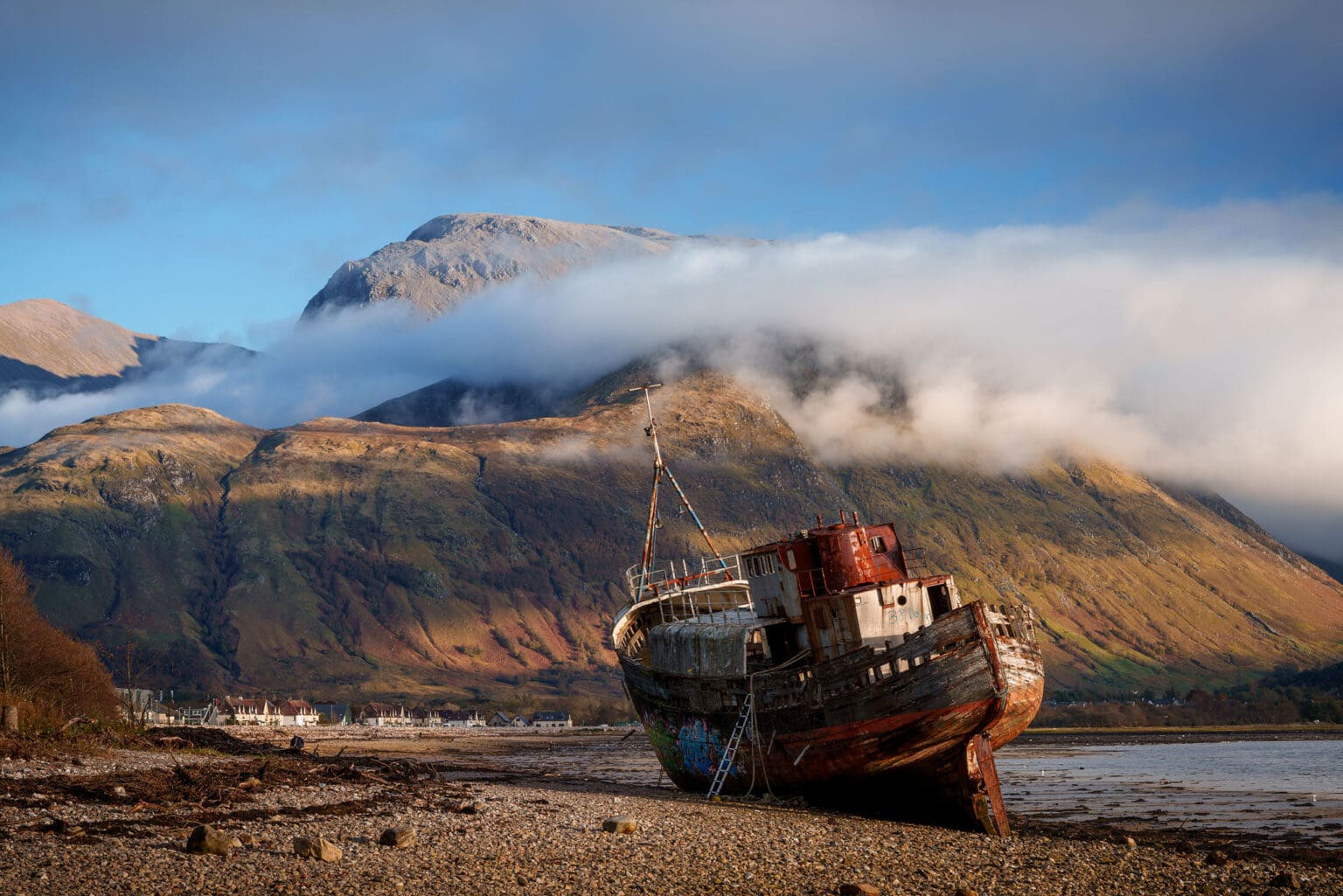 Corpach Boat and Ben Nevis at Sunset - Scotland Landscape Photography